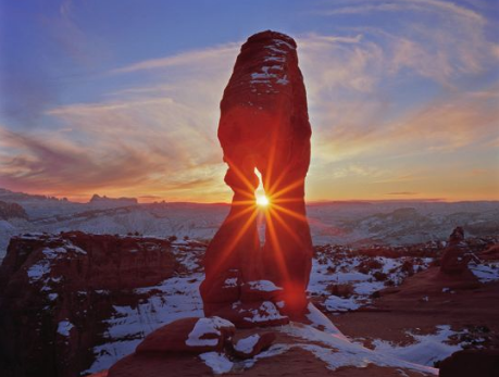 January sunset at Delicate Arch, Arches National Park, Utah